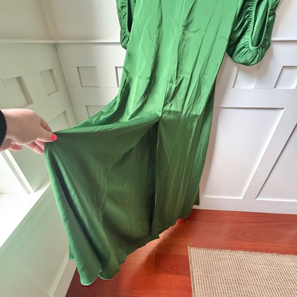 $795 NWT SACHIN & BABI Angelina Gown Emerald Green‎ Maxi Dress Slit V-Neck SZ 10 - Picture 7 of 10